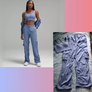 Lululemon Dance Studio Cargo Pants Small Like a Cloud Matching 4 Bra Blue Oasis